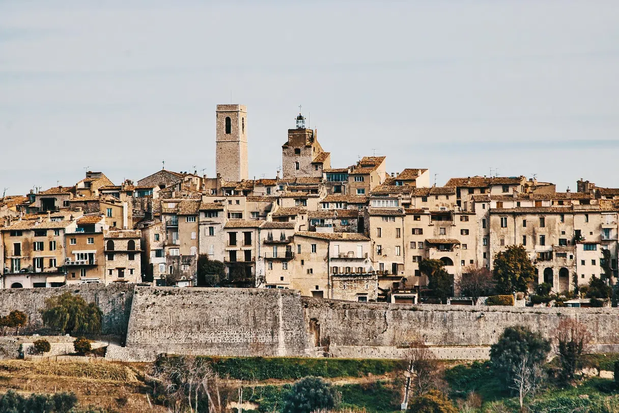 A distant view of Saint-Paul-de-Vence on its hilltop