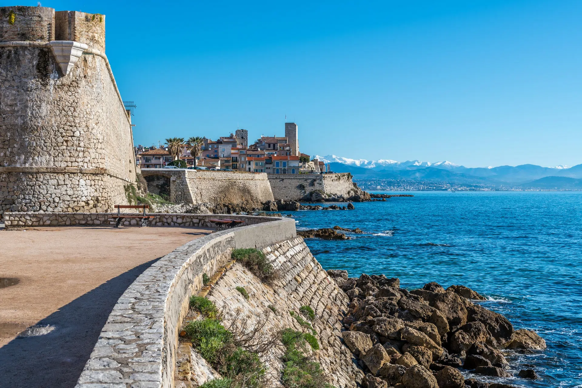 Antibes ramparts by the sea