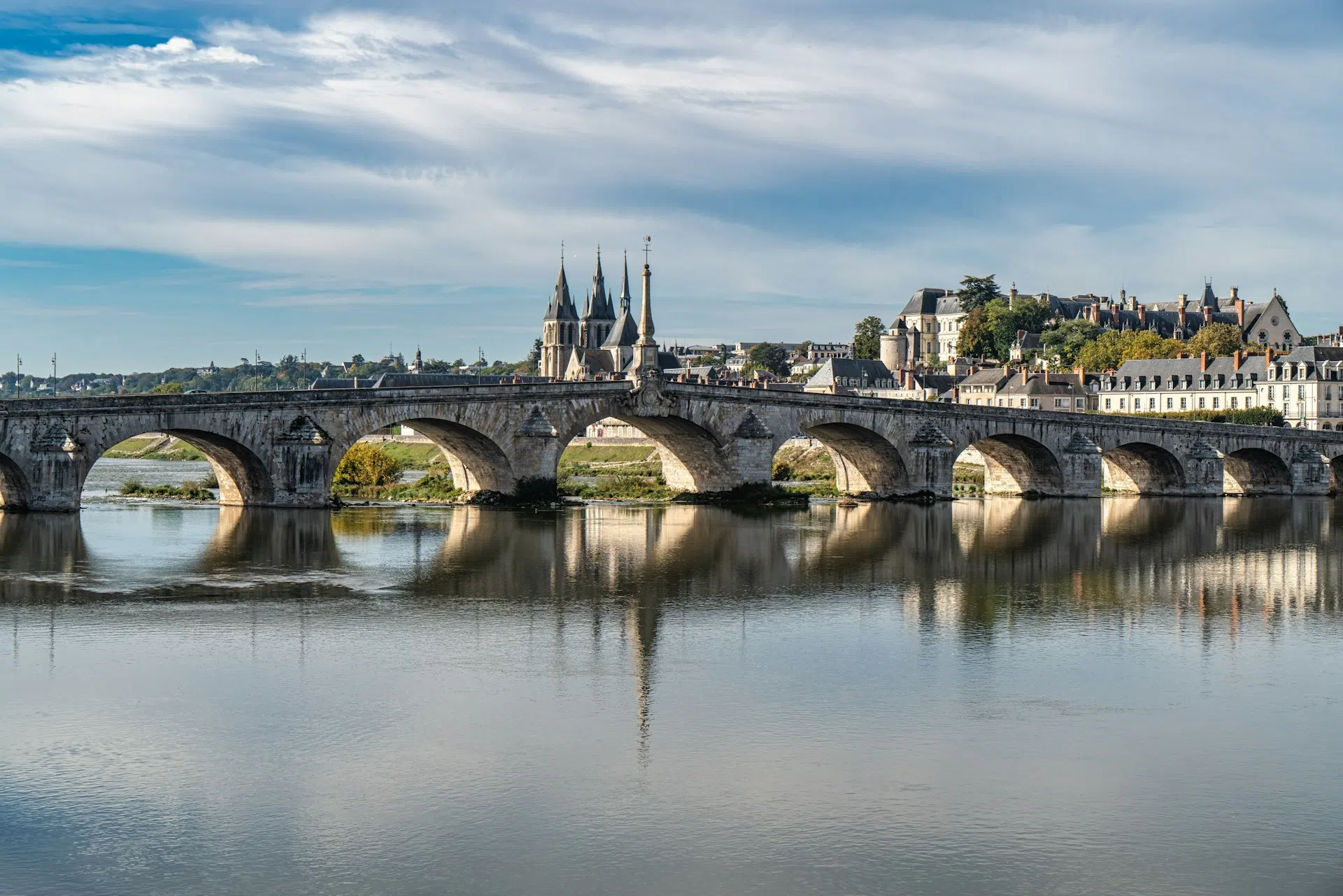 City of Blois seen from the Loire riverbanks