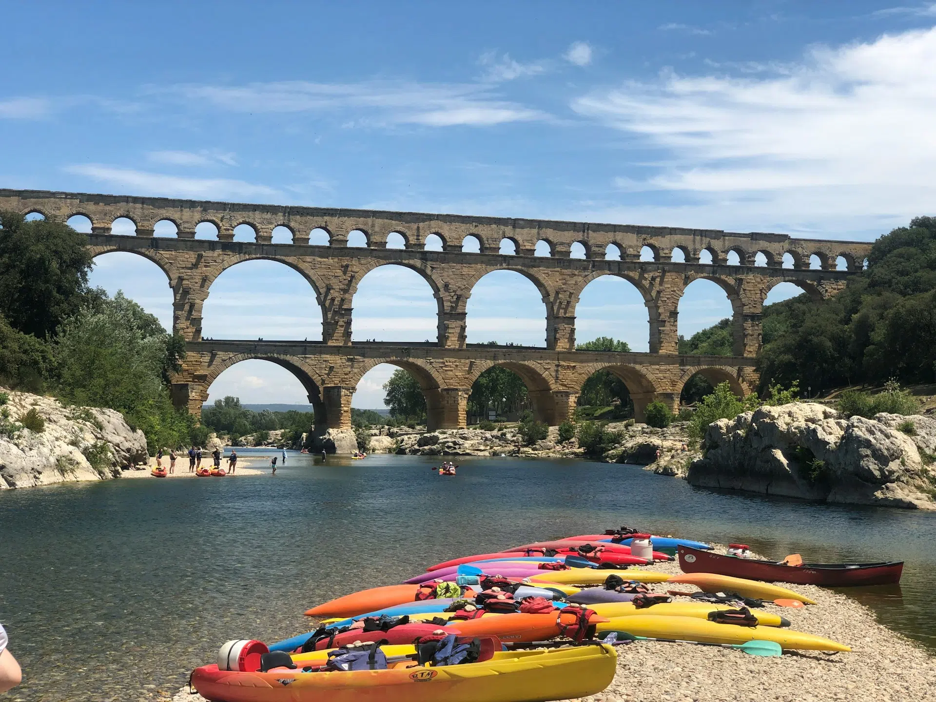 Canoeing on the Gardon near the Pont du Gard