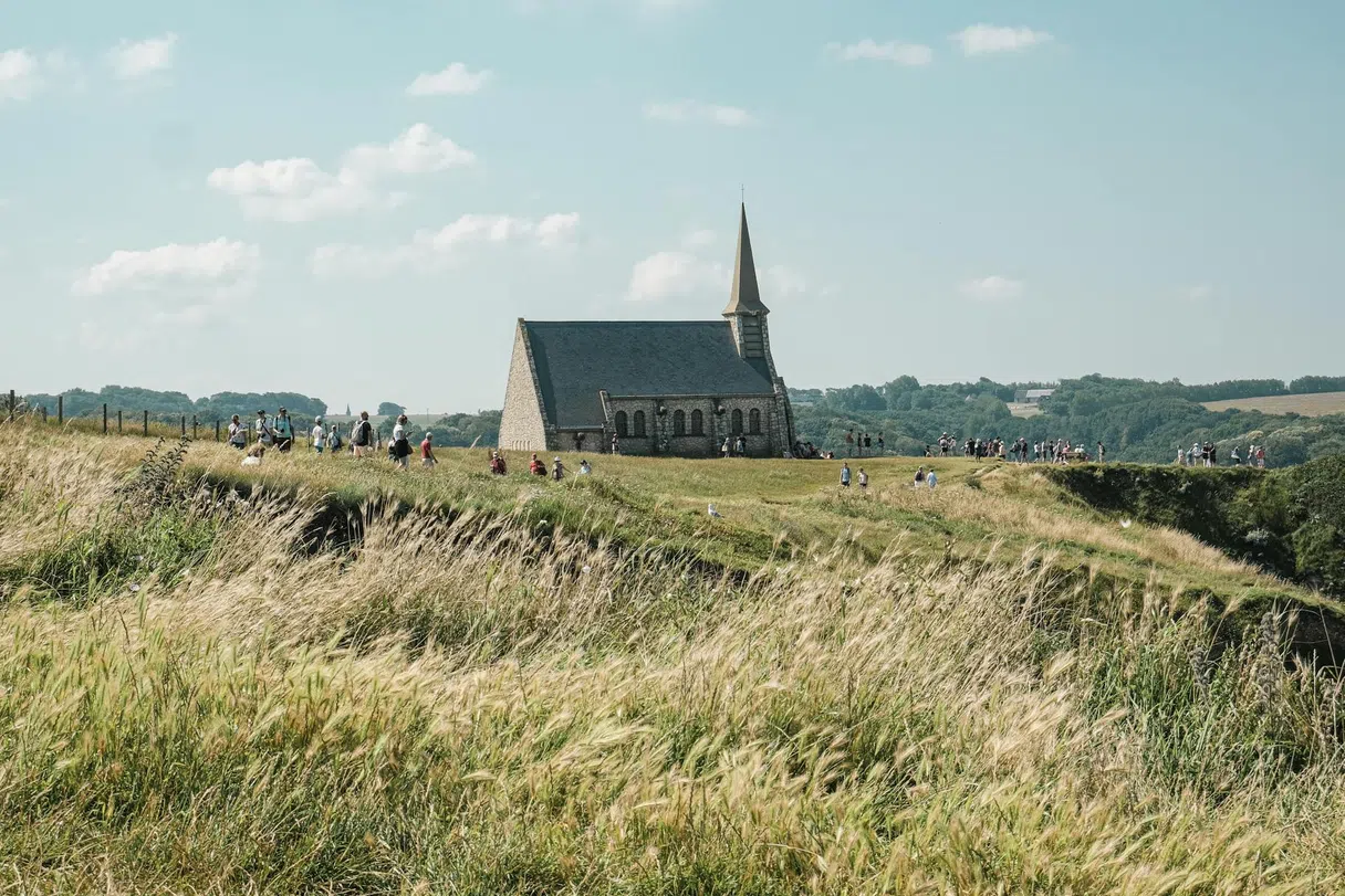 The chapel above the cliffs of Étretat in Normandy