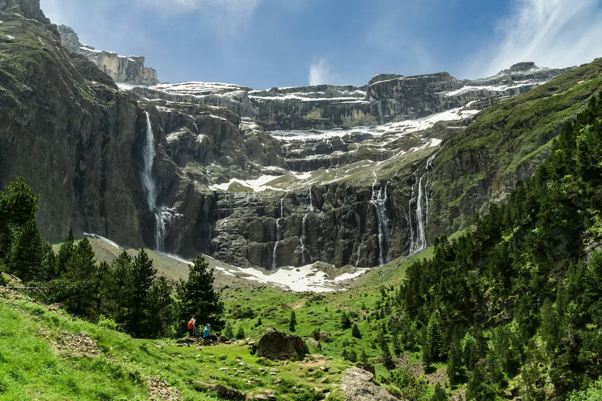 The Cirque de Gavarnie with waterfalls and mountain cliffs