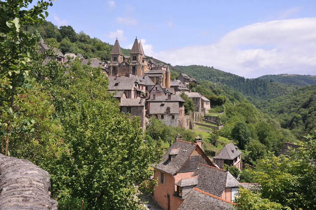 Conques and Sainte-Foy Abbey on the hillside