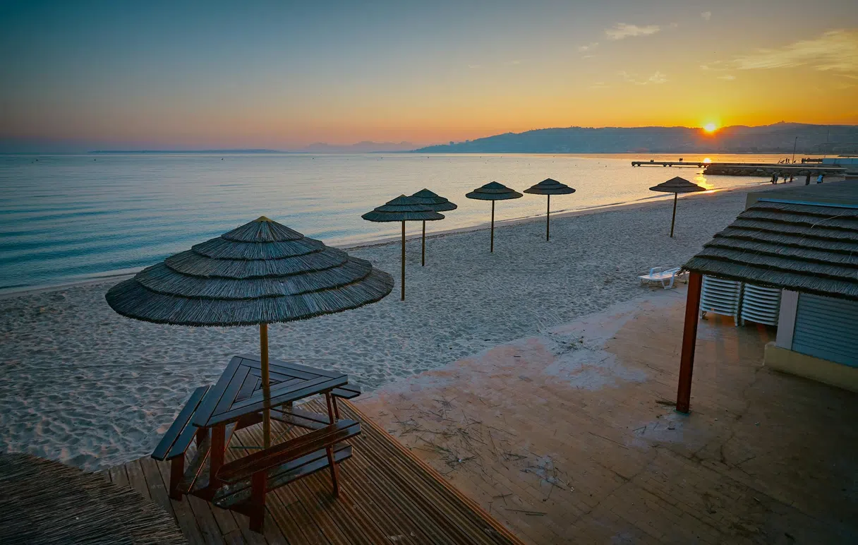 Beach scene near Juan-les-Pins on the French Riviera
