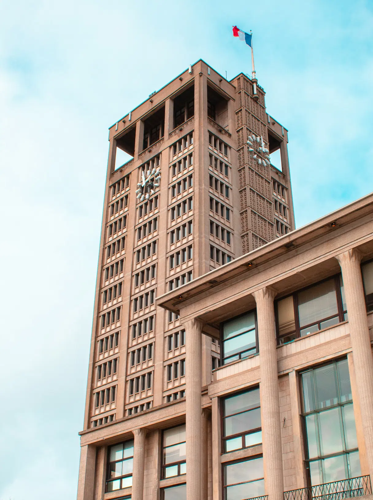 Le Havre city hall and modern rebuilt architecture