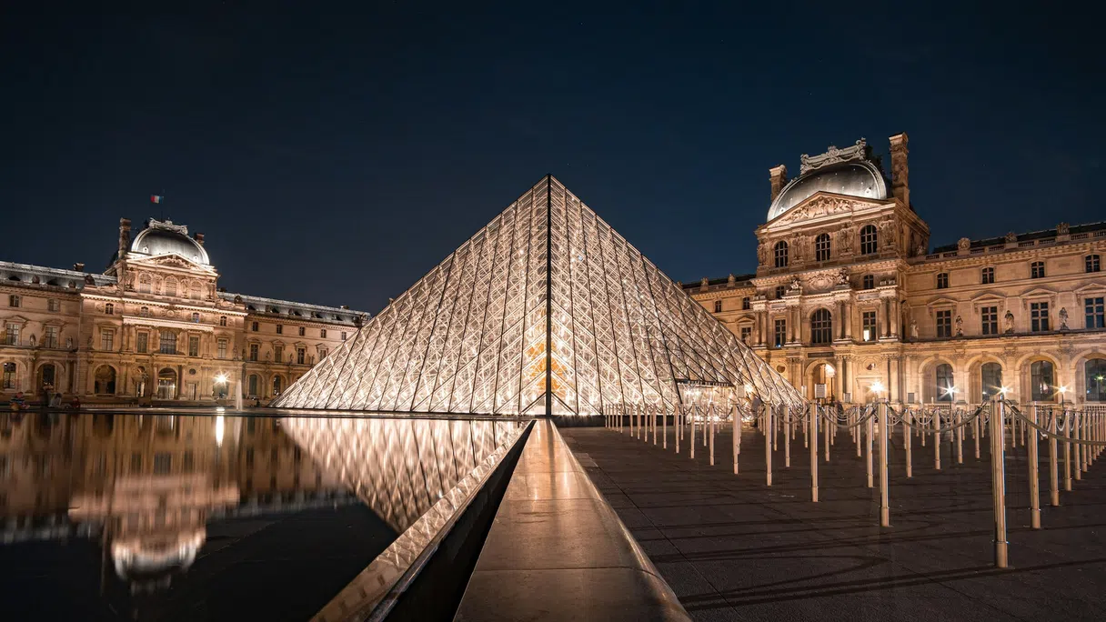 The Louvre Pyramid at night