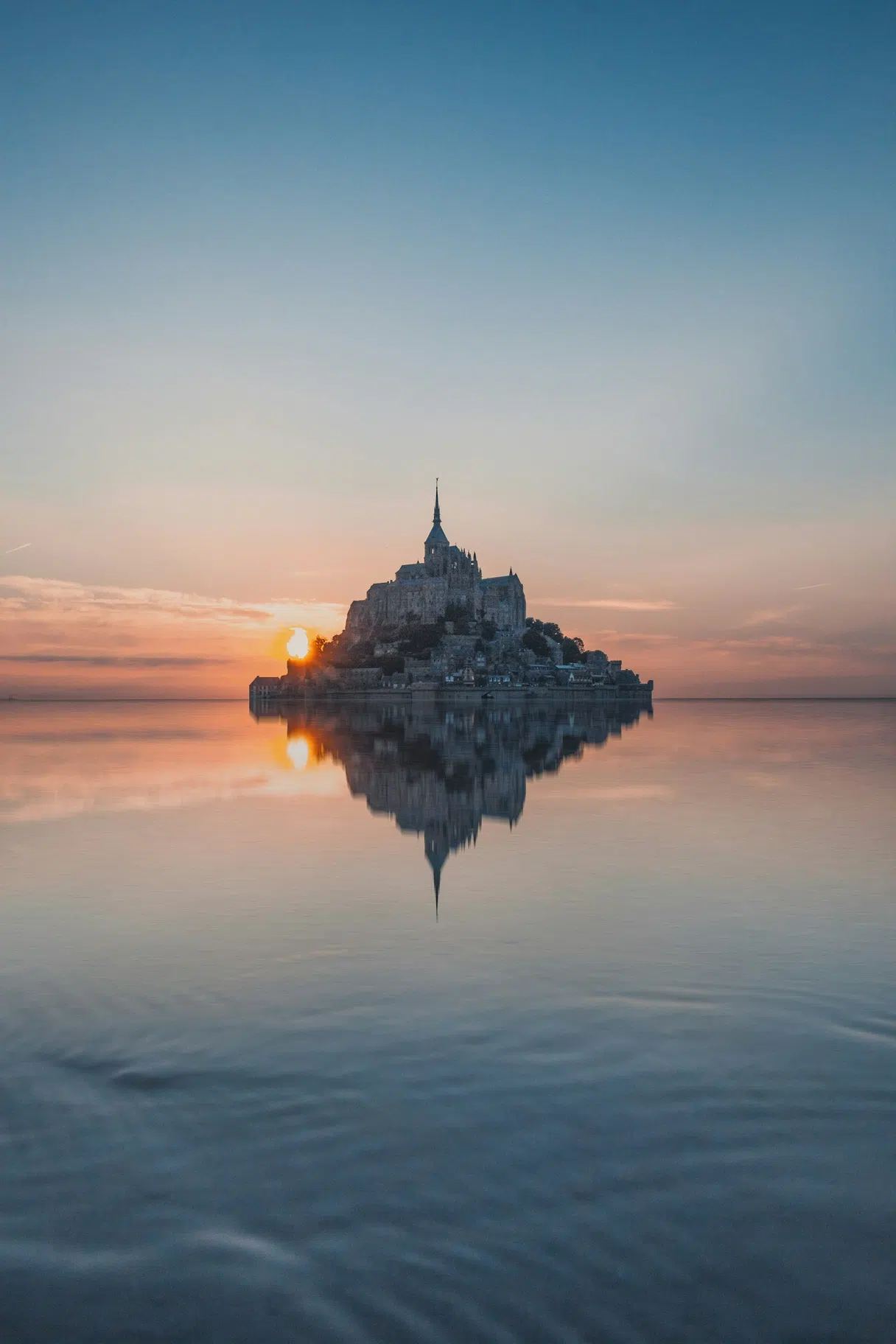 Mont Saint-Michel at sunset, Normandy (France)