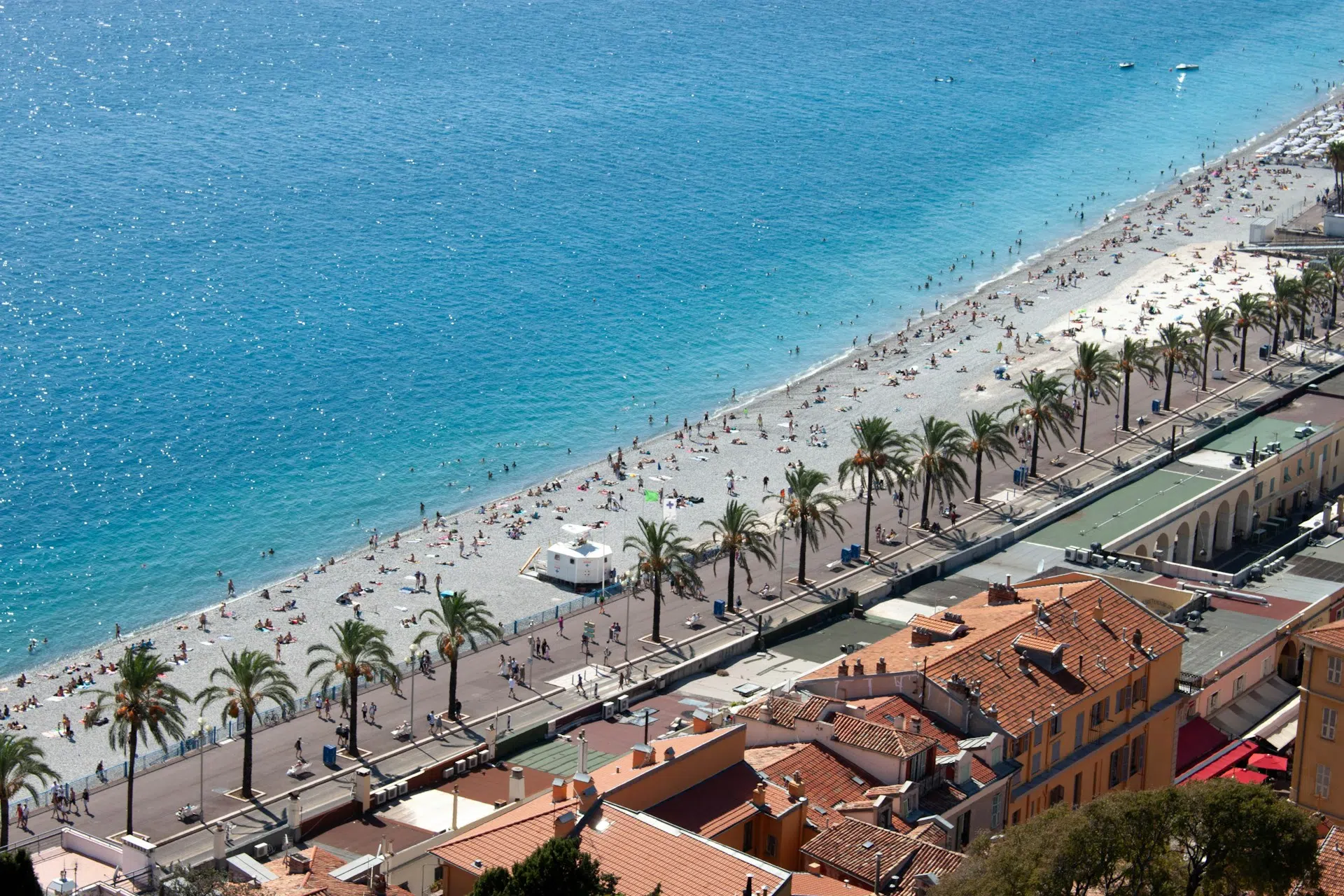 Promenade des Anglais in Nice, by the sea