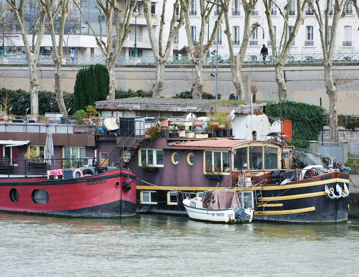 Barge moored on the Seine in Paris