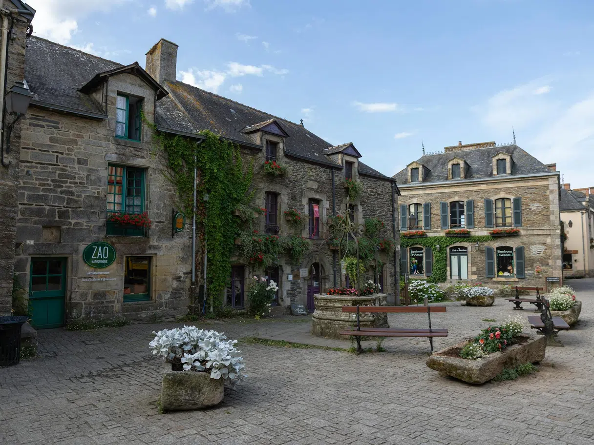 A small stone square in Rochefort-en-Terre
