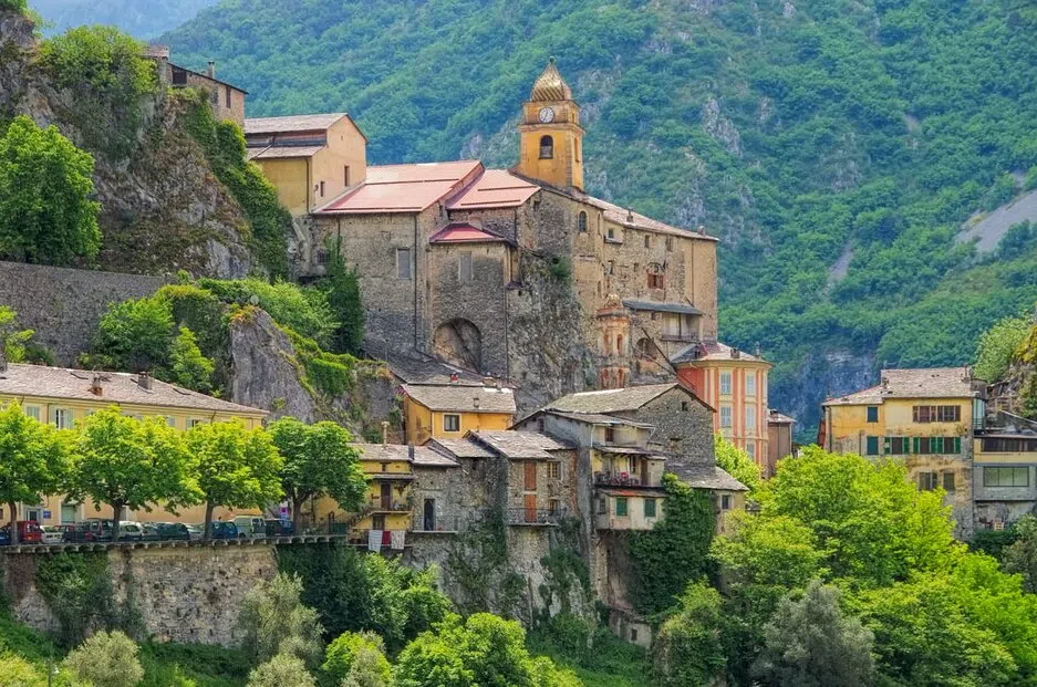 Saorge village perched on the mountainside in the Roya Valley