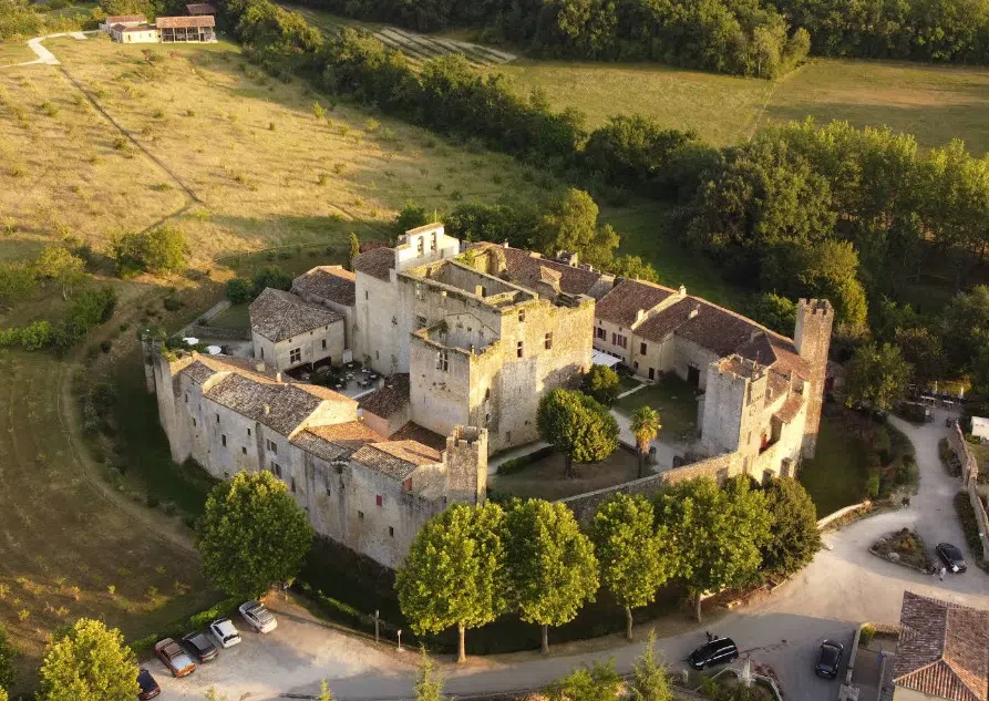 An aerial view of the fortified village of Larressingle